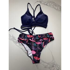 NWT Flamingo Print Bikini Set Women’s Large